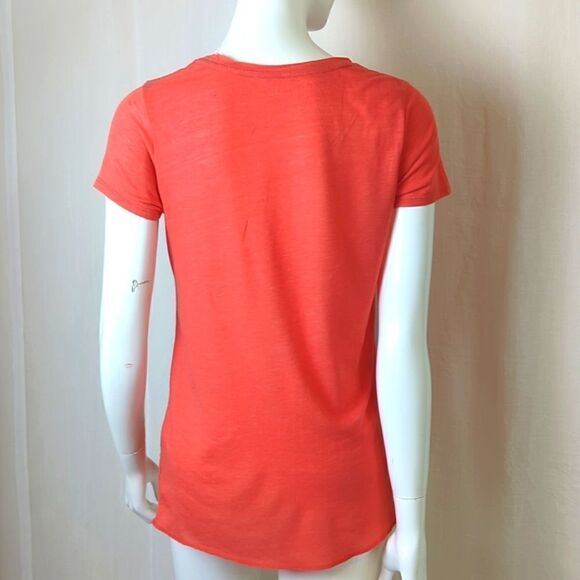 Lucky Brand Orange Cap Sleeve Tee Shirt Size XS - Picture 6 of 8